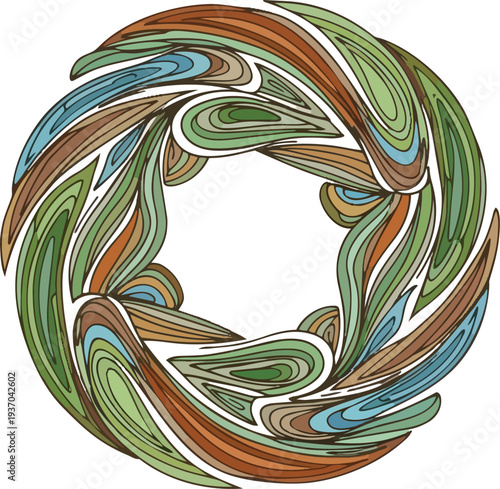 Colorful Swirling Pattern in Circular Shape.