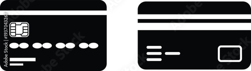 A black and white illustration of two credit cards side by side