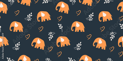 WebMinimal Elephant Seamless Pattern on Dark Background
