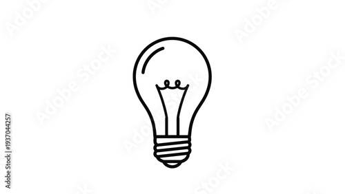 Clean black line art illustration of a light bulb, symbolizing energy, intelligence, and creative thinking.