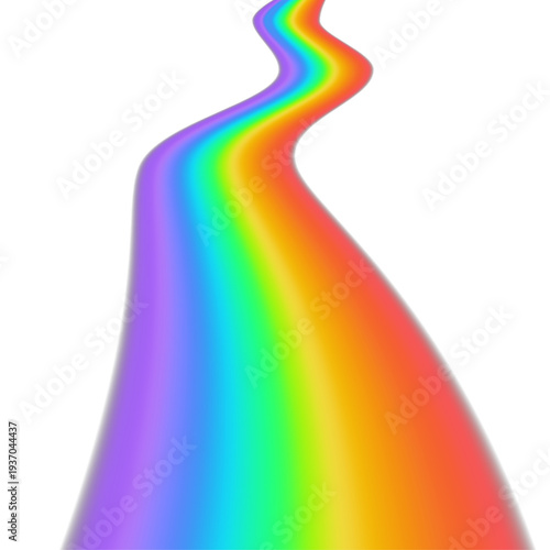 Abstract vibrant rainbow spectrum path with glowing neon colors winding through a transparent background creating a sense of infinite perspective