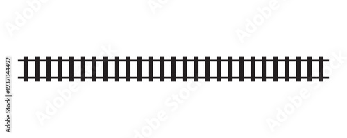 Straight railway track icon, railroad rail line, isolated transport vector illustration