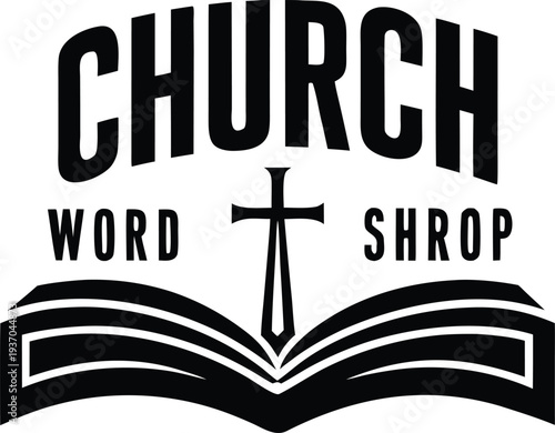  Holy book with cross vector icon for church event poster