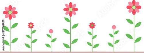  Horizontal Backdrop With Simple Flowers vector white background