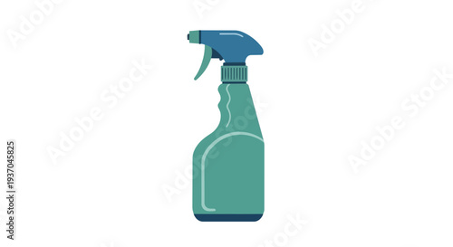 Green Spray Bottle with Trigger Sprayer, Cleaning Product Container, Isolated on White Background