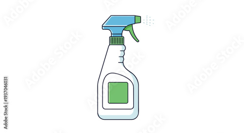Spray bottle with cleaning liquid and mist, isolated on white background