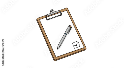 Clipboard with Pen and Checked Box - To-Do List, Task Completion, Office Supplies