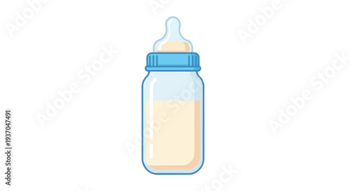 Baby Bottle Filled with Milk or Formula, Isolated on White Background, Healthy Nutrition for Infant