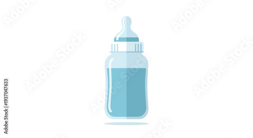 Baby Bottle with Blue Liquid, Isolated on White Background, Healthy Nutrition