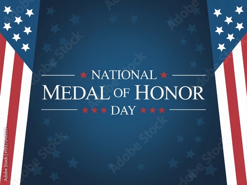National medal of honor day with american flag background illustration