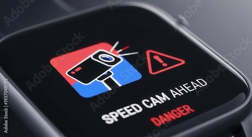 Smartwatch Displays Speed Camera Alert Warning For Driving Safety and Awareness