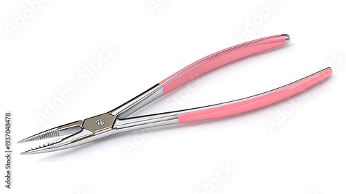High-Quality Vector Illustration of a Coralpink Surgical Forceps Tool on a Pristine White Background Featuring Modern Flat Design with Emphasis on Simplicity and Precision