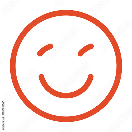 Happy face emoji with closed eyes and a smiling expression in minimalist style