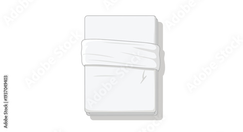 Clean White Folded Bed Sheets with Duvet Cover on White Background