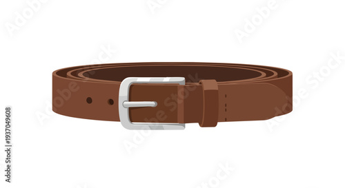 Brown Leather Belt with Silver Buckle, Fashion Accessory for Men and Women