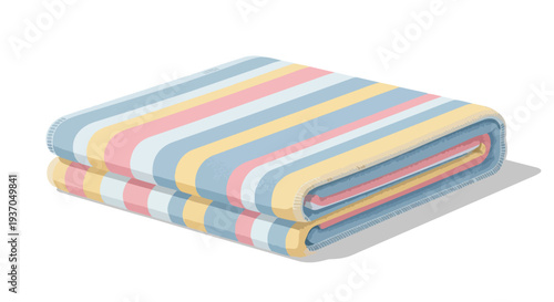 Folded Striped Blanket with Pastel Colors, Cozy Home Textile