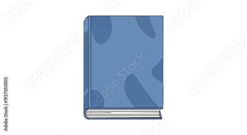 Blue Book Cover with Abstract Shapes, Isolated on White Background