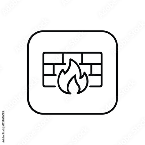 Firewall Protection Icon – Network Security Firewall Line Icon