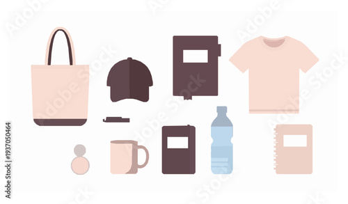 Promotional Merchandise Branding Items Flat Vector Collection