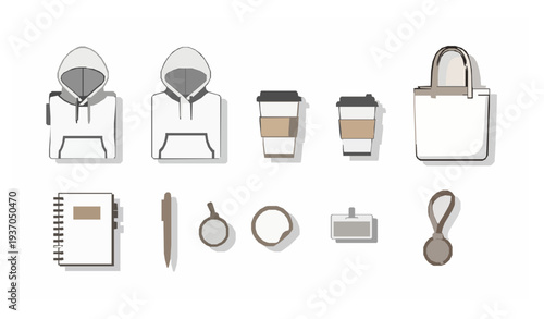 Promotional Merchandise Products Branding Template Vector Set