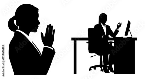Set of 2 business silhouettes vector