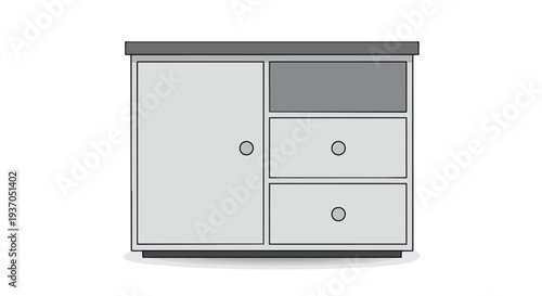 Modern Cabinet with Door and Drawers, Minimalist Furniture Design, Storage Unit
