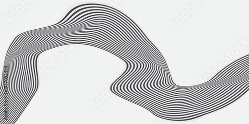 Minimalist abstract op-art illustration of multiple thin parallel lines bending and flowing like waves, topographic contour style