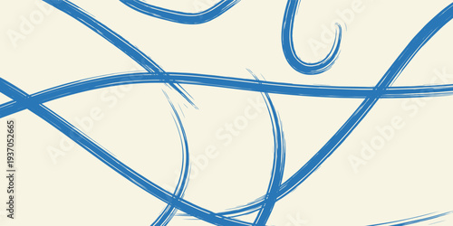 Grunge grainy blue brush stroke with spray texture. Hand drawn distress damaged vintage banner with zigzag bold line. Rough thick brush stroke texture. Spray paint effect vector background.