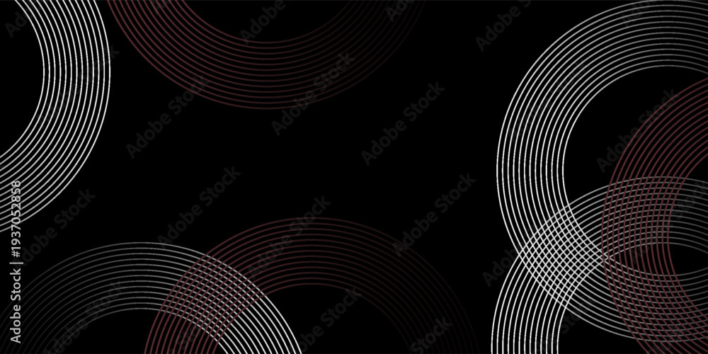 custom made wallpaper toronto digitalAbstract grey and red circle line vector on dark background. Modern simple overlap circle lines texture creative design. Suit for poster, cover, banner, flyer, brochure, presentation, website