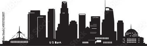 Cityscape silhouette with skyscrapers and buildings in modern urban landscape design concept