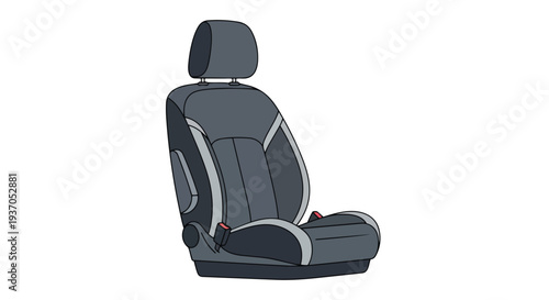 Modern Car Seat with Headrest and Seatbelt, Ergonomic Design, Automotive Interior