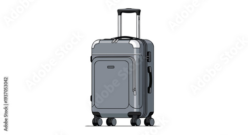 Modern Grey Hardshell Spinner Luggage with Telescopic Handle, Travel Essential