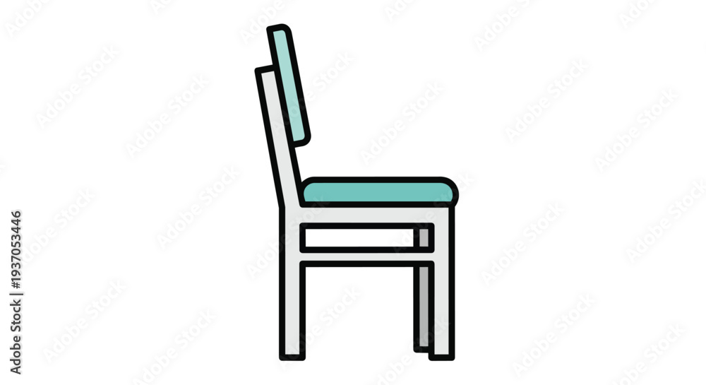 Fototapeta premium Simple Modern Chair Side View Isolated on White Background