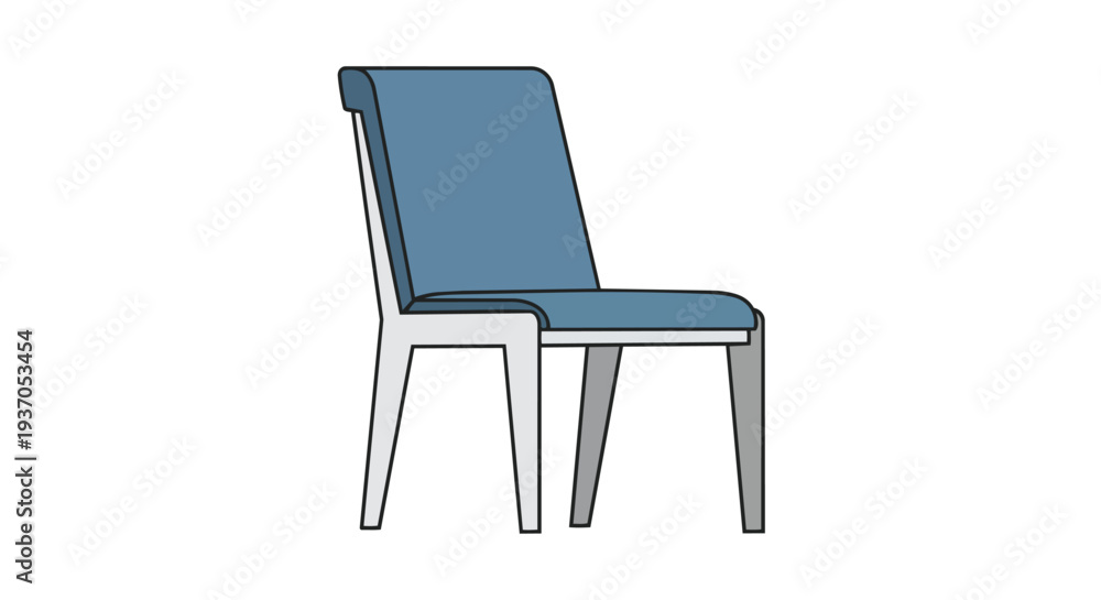 Fototapeta premium Modern Blue Upholstered Dining Chair with Sleek White Frame