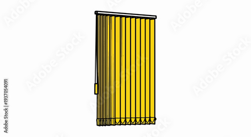 A yellow vertical blind with a white background