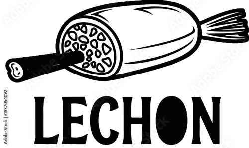 Stylized illustration of a cross-sectioned meat roll with a label below