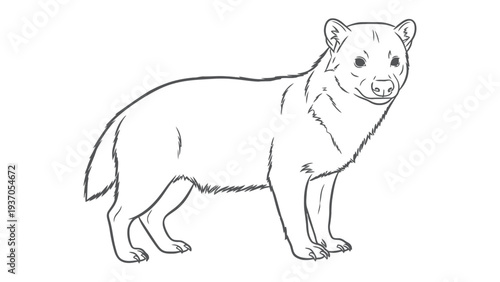 Tasmanian Devil Sketch: A detailed sketch of a Tasmanian devil, its stout body and distinctive features brought to life through the simplicity of lines. Perfect for educational resources.
