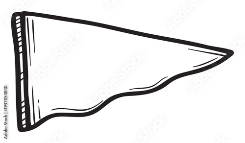 A simple handdrawn pennant or triangular flag with a wavy bottom edge serves as a versatile graphic emblem for sports teams achievements or event branding.