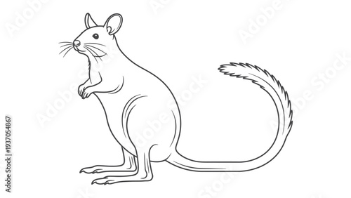 Graceful Kangaroo in Detailed Sketch: An elegant kangaroo, rendered in a crisp, clean sketch, stands tall, showcasing its unique form and features in stunning detail.