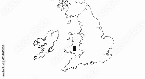 Outline map of the British Isles highlighting a region in Wales