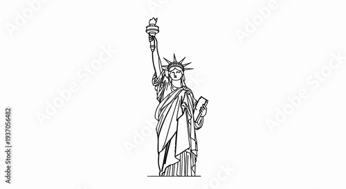 Iconic neoclassical sculpture of a robed female figure holding a torch and tablet