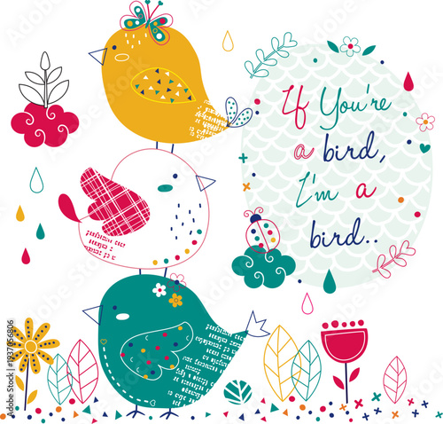 Adorable cartoon characters and nature elements for kids design vector