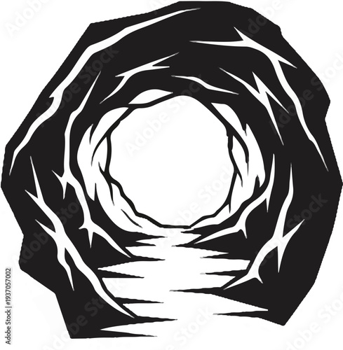 Dark, abstract tunnel with light at the end