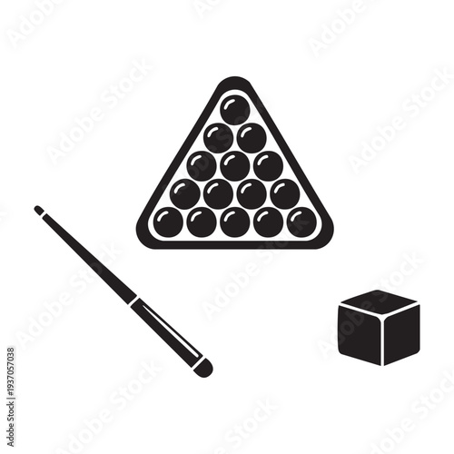 Classic Billiards Game Triangle Rack Cue Stick and Chalk Set