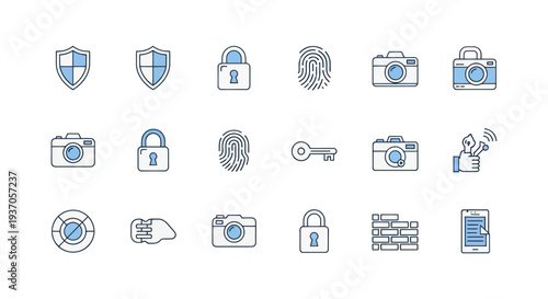 Security and technology icons set