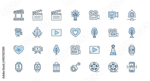 Set of film and video production icons
