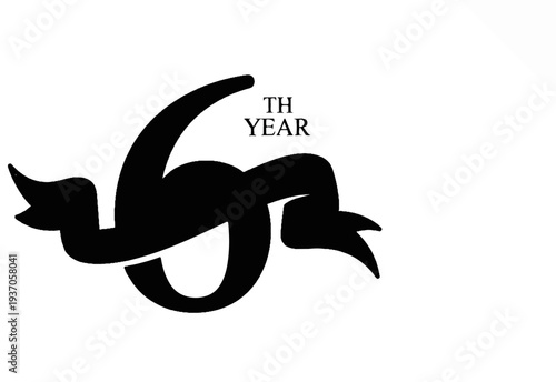 Black silhouette of "6th Year" text with a banner