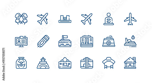 Set of line art icons for various concepts