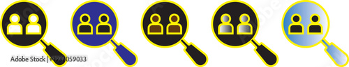 hiring icon set. Search job icon. vacancy sign. search people. Person avatar. Search profile icon. Human resources concept

