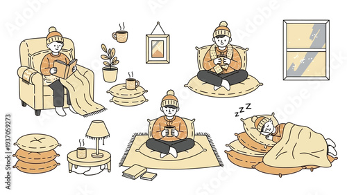 Cozy Winter Activities at Home with Warm Drinks and Relaxation.